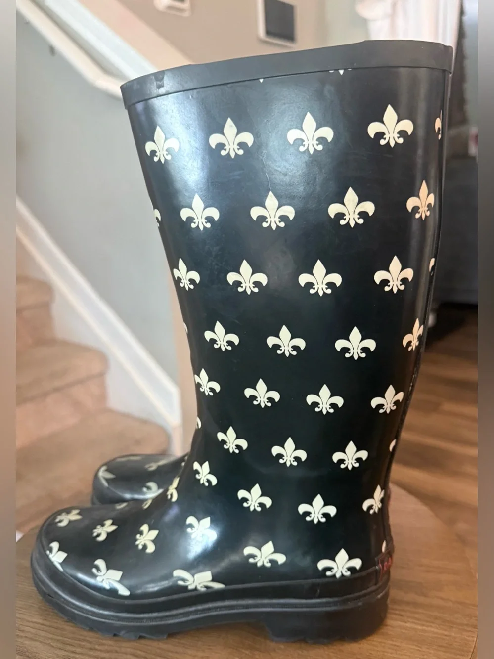 Black Fleur-de-Lis Rain Boots
